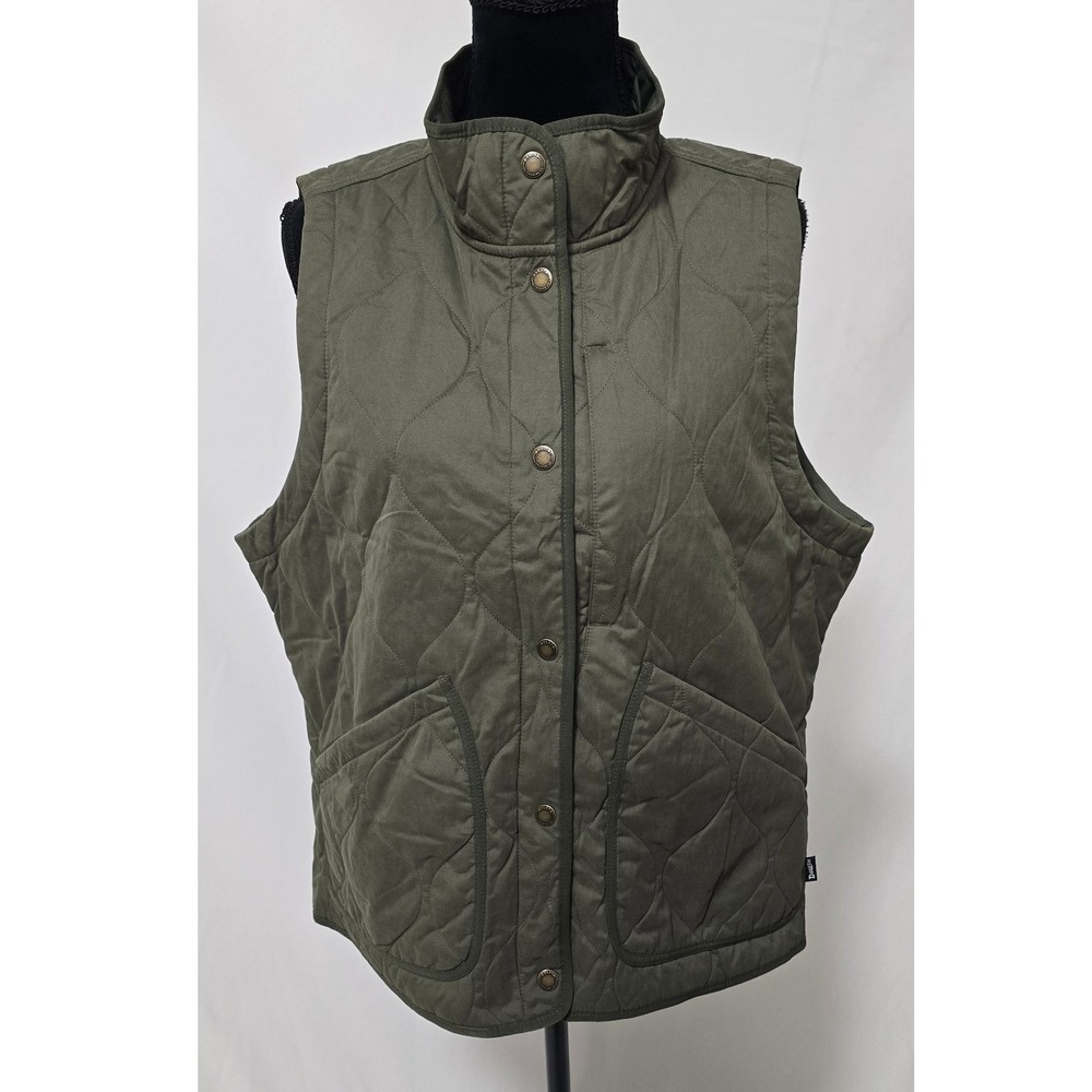 Duluth Trading Co Sutter's Mill vest women L olive green quilted gorpcore